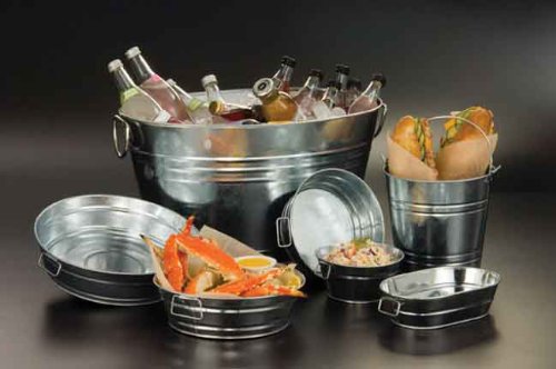 American Metalcraft PTUB87 8 inch diameter silver pail, perfect for sandwiches and catering use