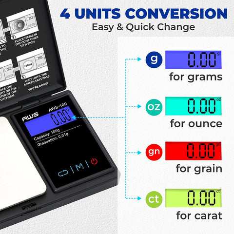 AMERICAN WEIGH SCALES AWS-100 tare function enables container weighing