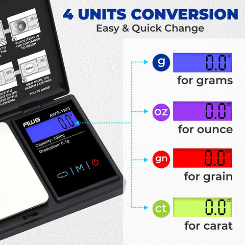 AMERICAN WEIGH SCALES AWS-600 pocket-size device fits in a bag or pocket