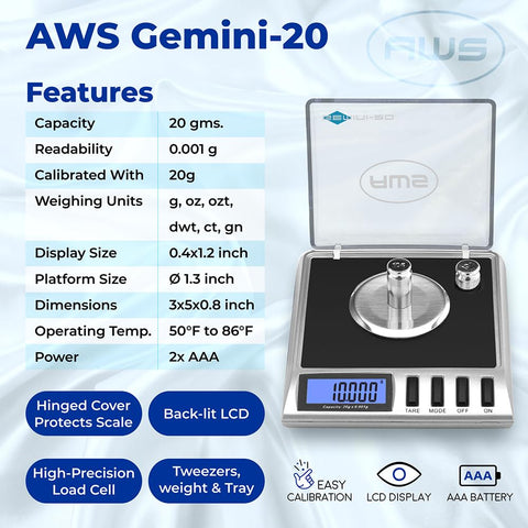American Weigh Gemini-20 kit image shows complete setup with accessories.