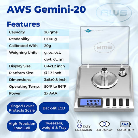 Gemini-20 weighing tray in use for easy setup