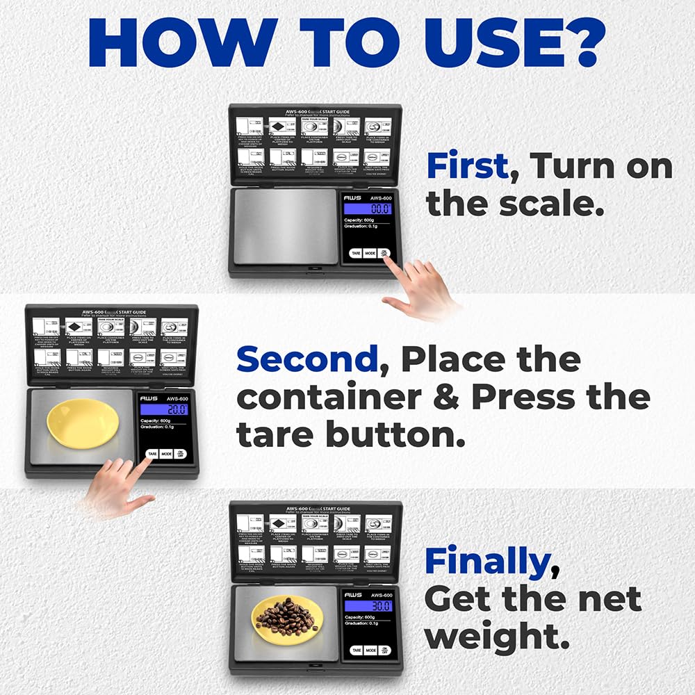 American Weigh Scales multiunit scale offers grams, ounces, grains and carats.