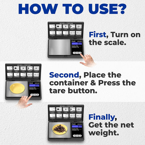 American Weigh Scales multiunit scale offers grams, ounces, grains and carats.