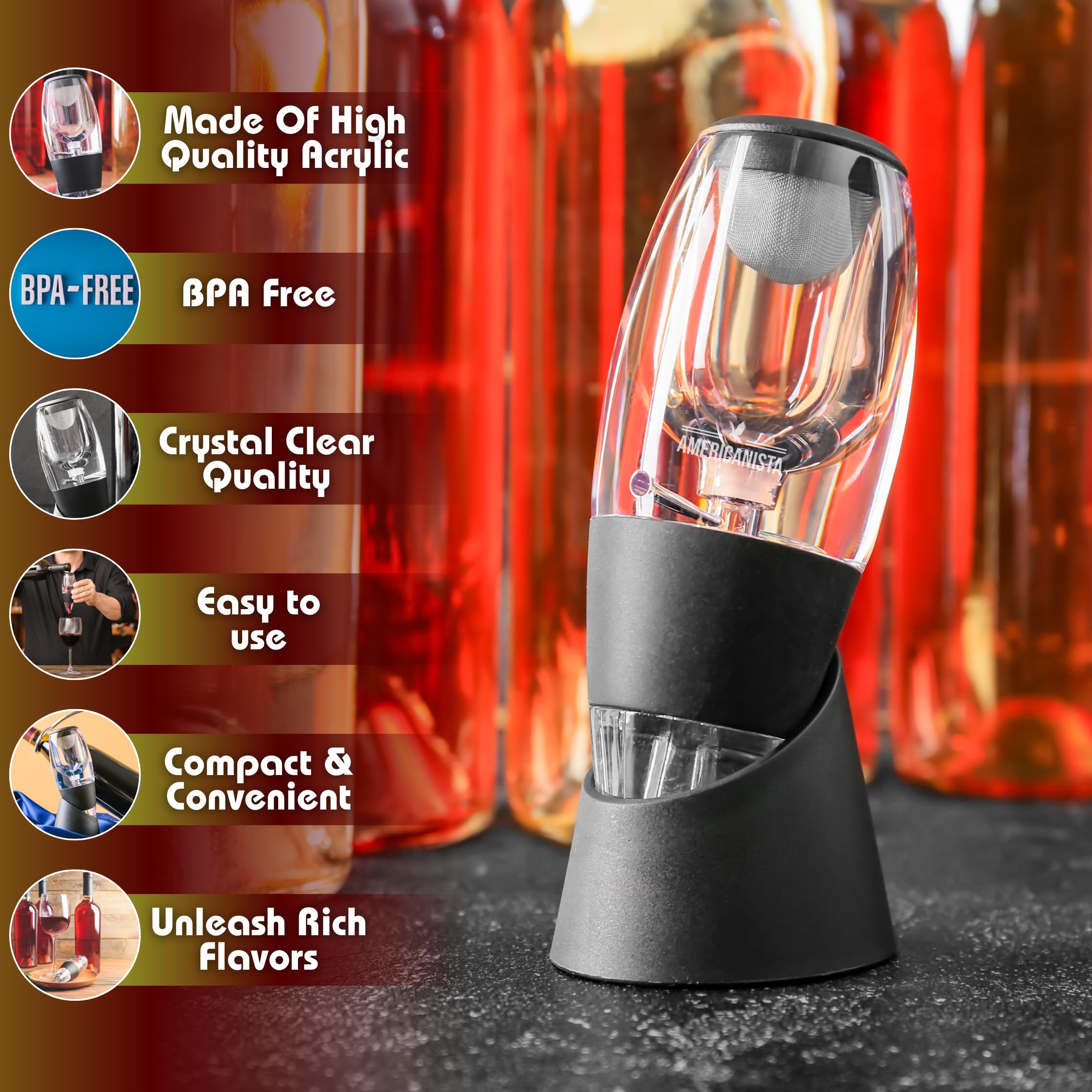 AMERICANISTA Elegant Table Accessory adds sophistication to any wine moment.