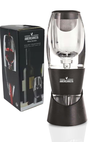 AMERICANISTA Red Wine Aerator pour enhances aroma and flavor with oxygen infusion.