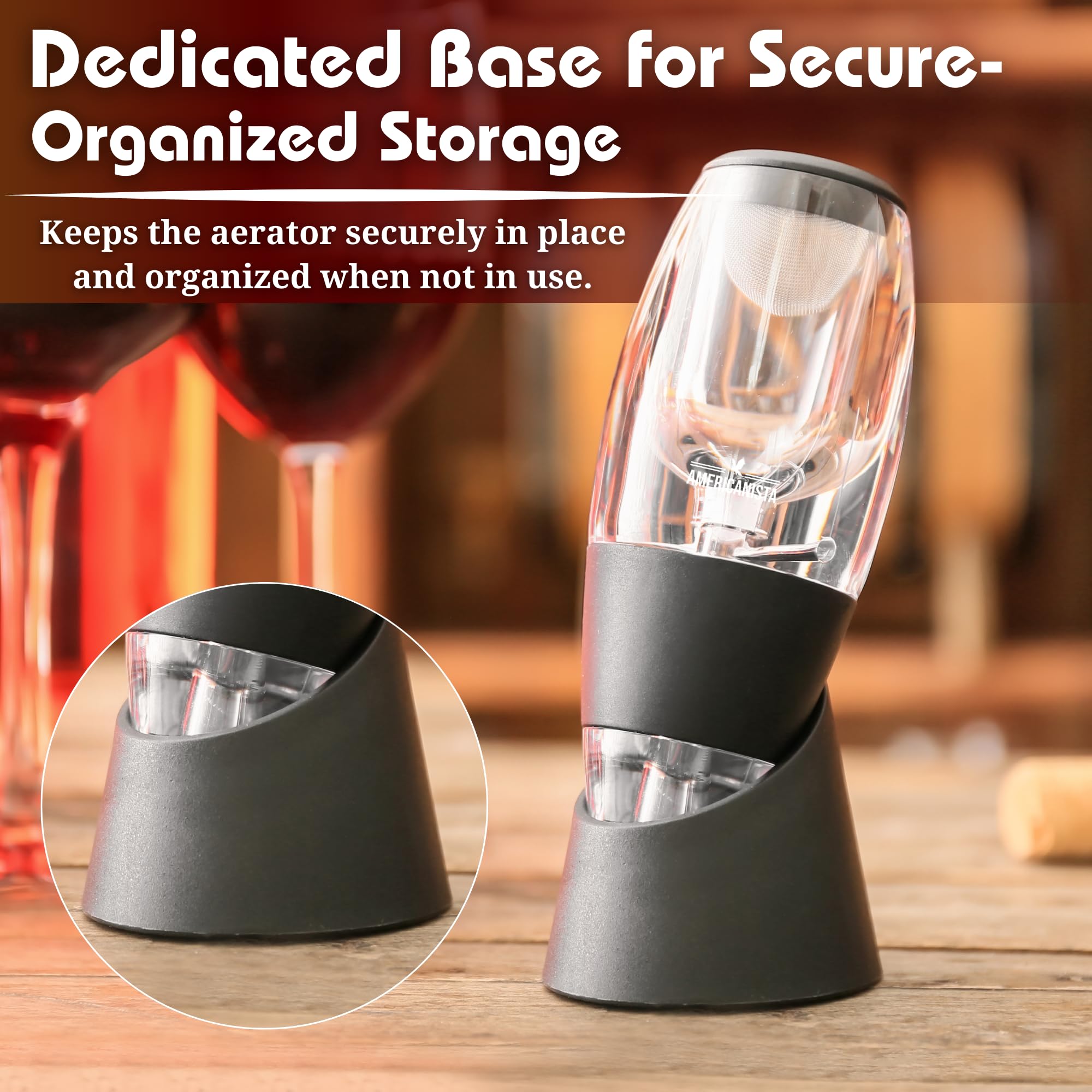 AMERICANISTA Universal Wine Fit works with bottles and glasses alike for versatility.
