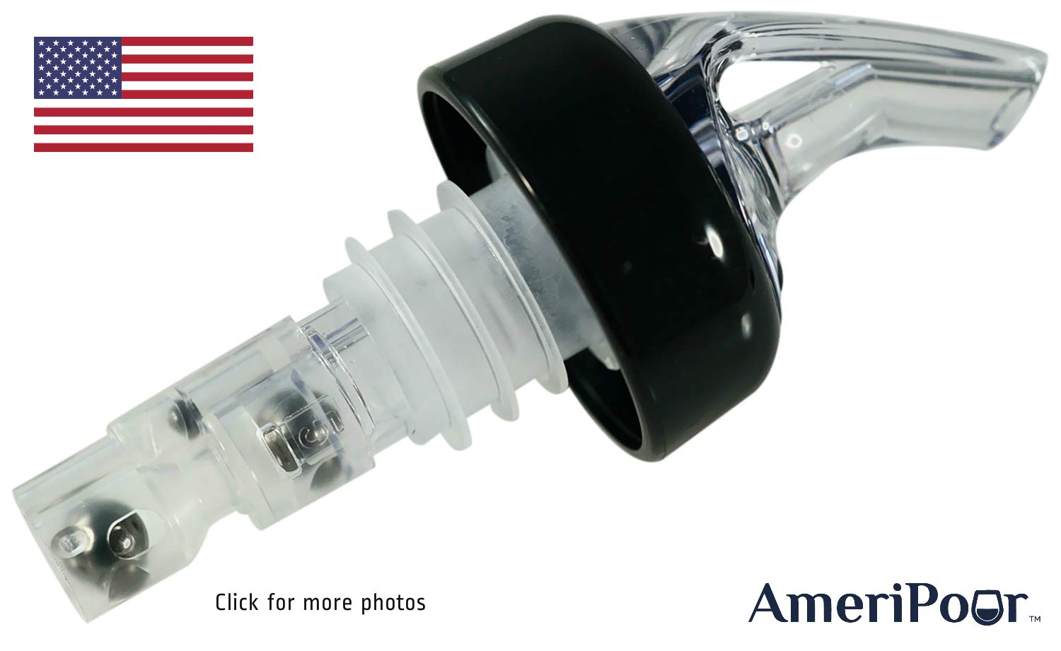 AmeriPour leak-free bar spout prevents drips and spills during service.
