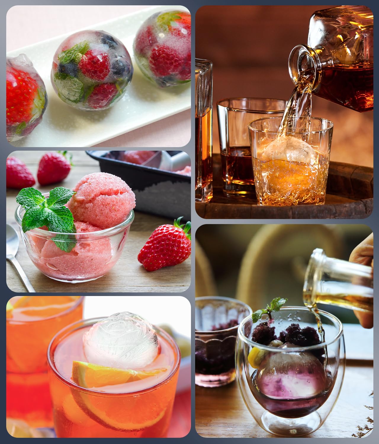 AMFOCUS 3-in-1 ice tray variety shapes for four shapes in one batch