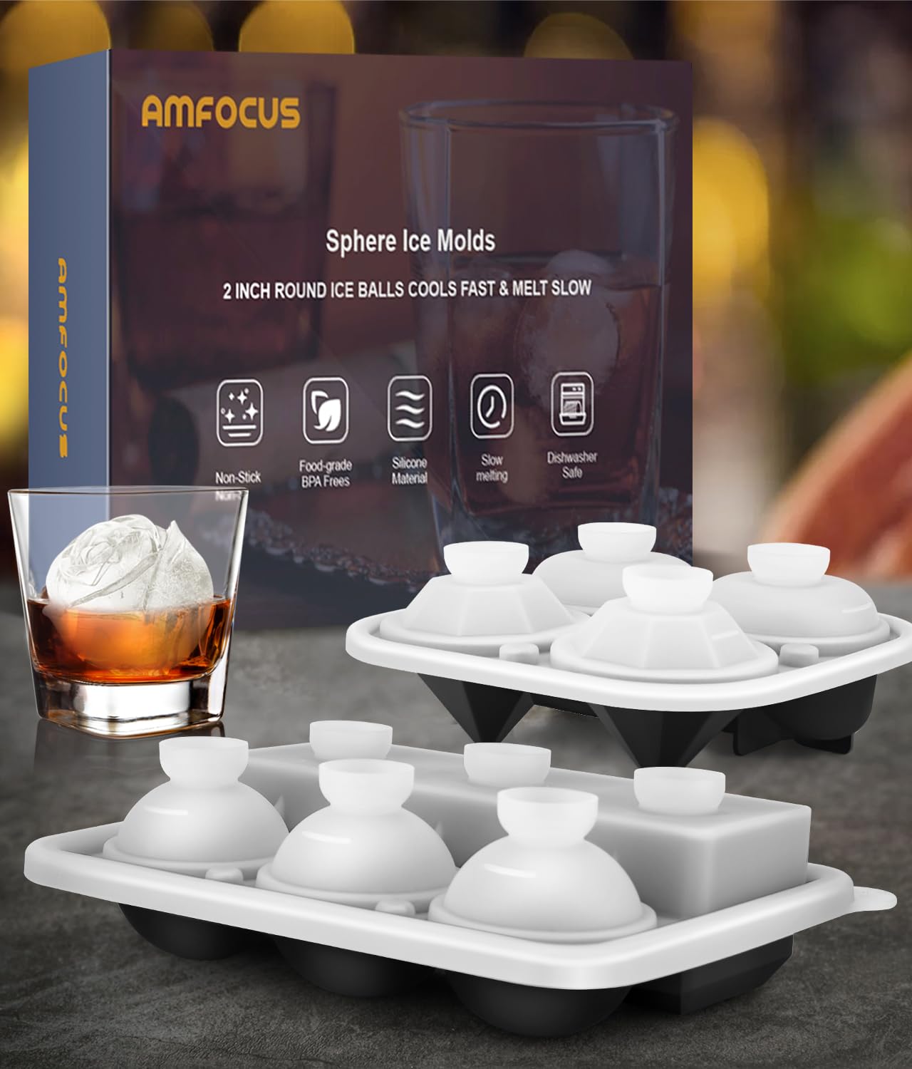 AMFOCUS easy-release silicone tray for quick ice release and cleaning