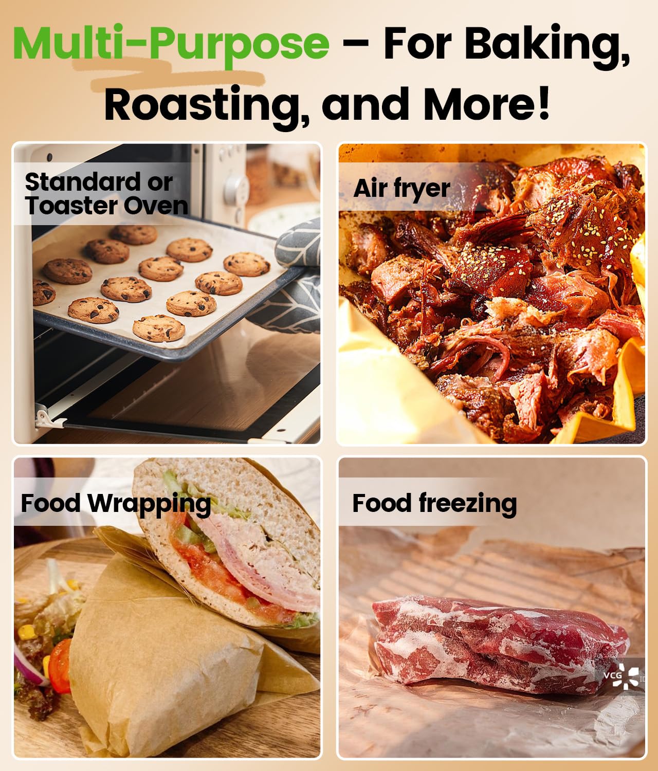 AMFOCUS heat-resistant parchment up to 450°F to reduce burning risk