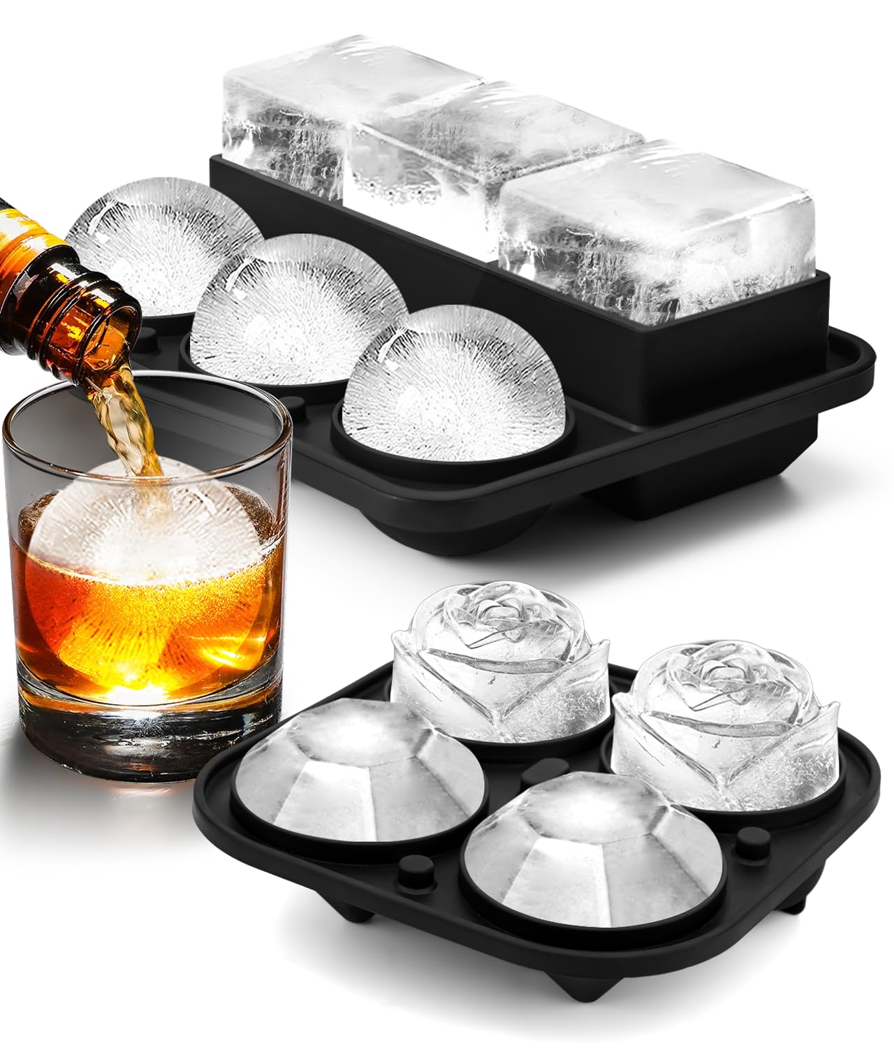 AMFOCUS ice cube tray round lid for slow-dilution whiskey
