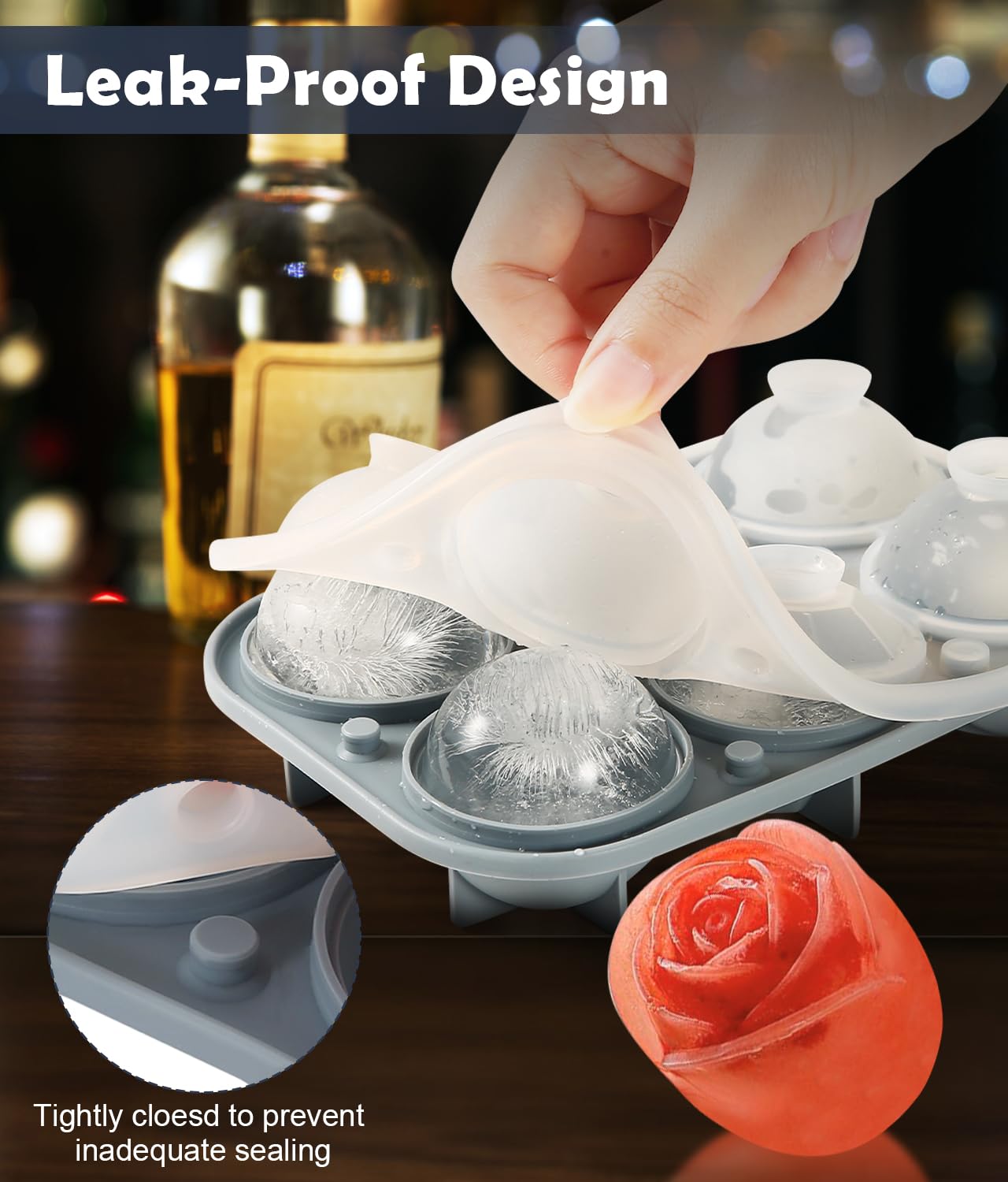AMFOCUS ice tray with integrated funnel for mess-free filling.