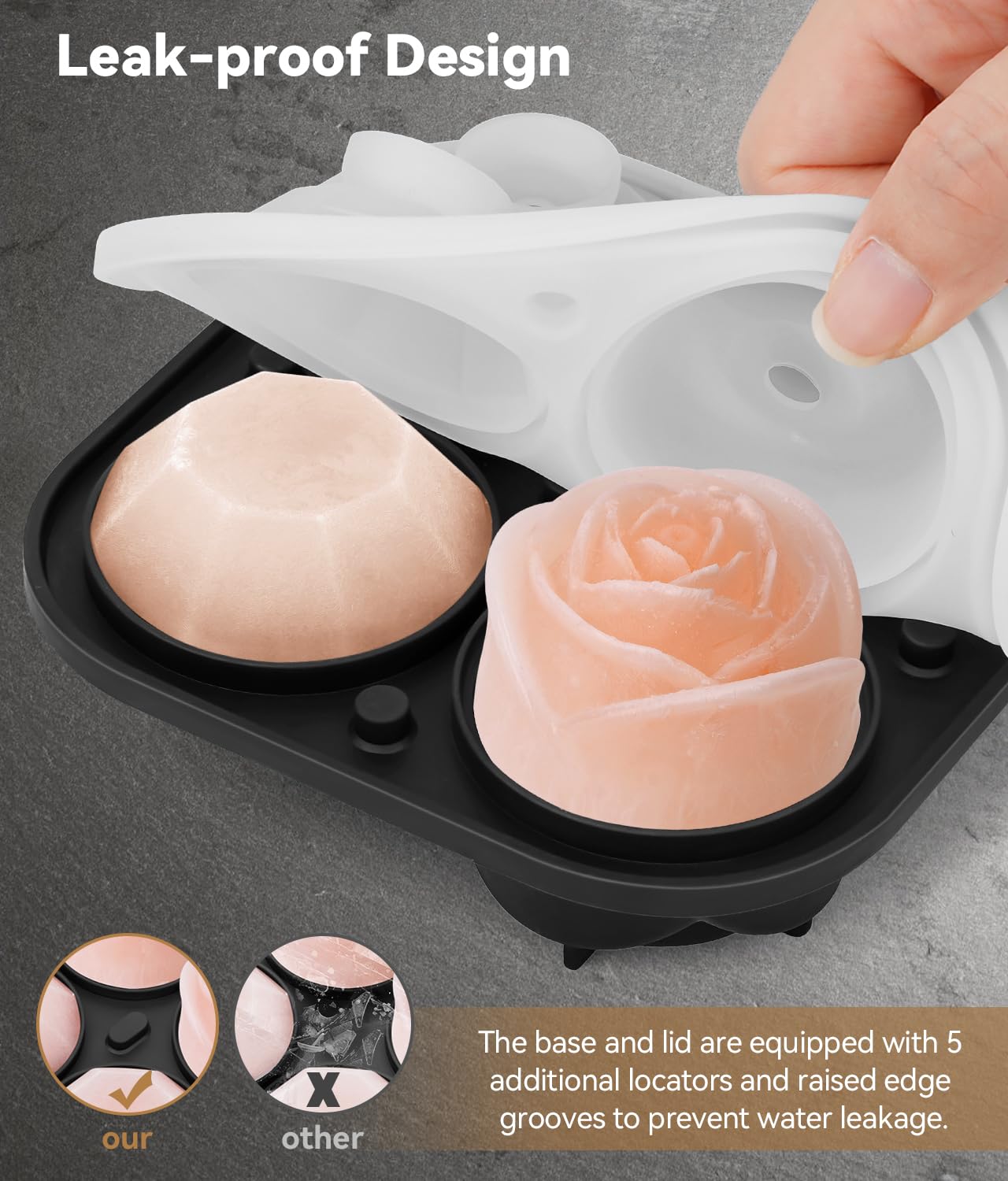 AMFOCUS large 2.5-inch ice cubes for whiskey and cocktails