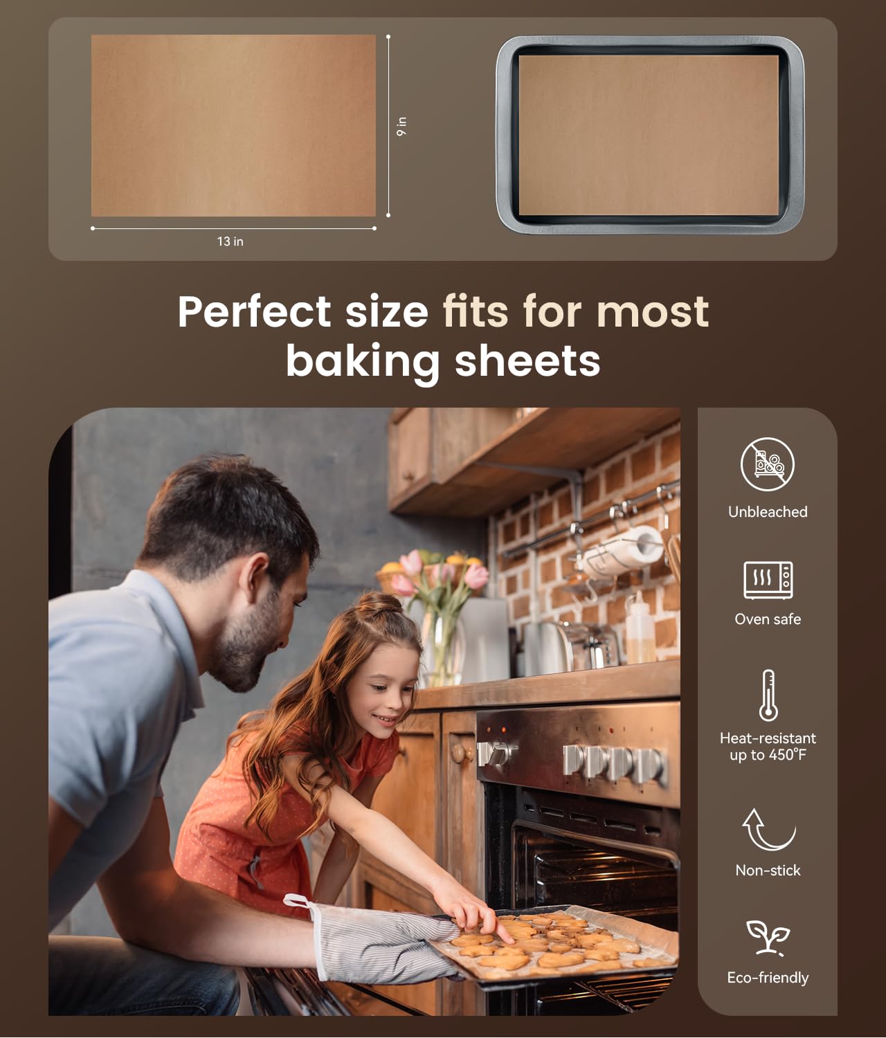 AMFOCUS non-stick parchment sheets prevent sticking for cookies and cakes.