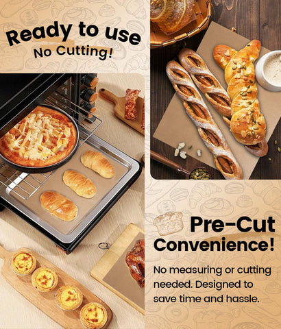 AMFOCUS non-stick parchment sheets ready for oven use and baking.