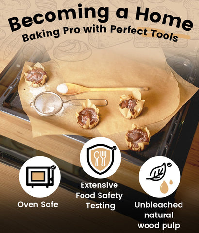 AMFOCUS parchment sheets oil-proof and heat-resistant up to 450 F.