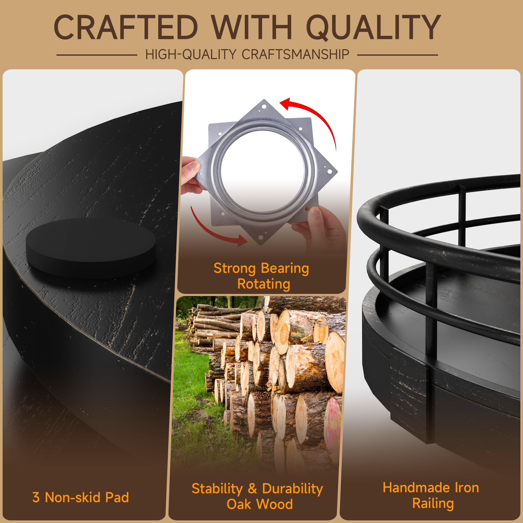AMH farmhouse black gold turntable adds rustic style with practical item rotation