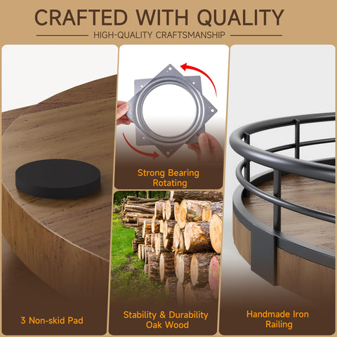 AMH Farmhouse Oak Lazy Susan on dining table displaying versatile organization
