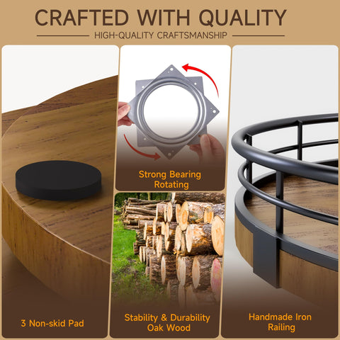 AMH Farmhouse Oak Lazy Susan on dining table showcasing condiments and decor