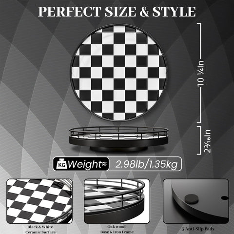 AMH checkerboard lazy Susan showcased on countertop for easy access.