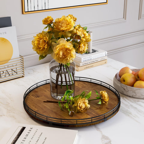 AMH Farmhouse Oak 18in Lazy Susan oak base balances large loads while rotating smoothly