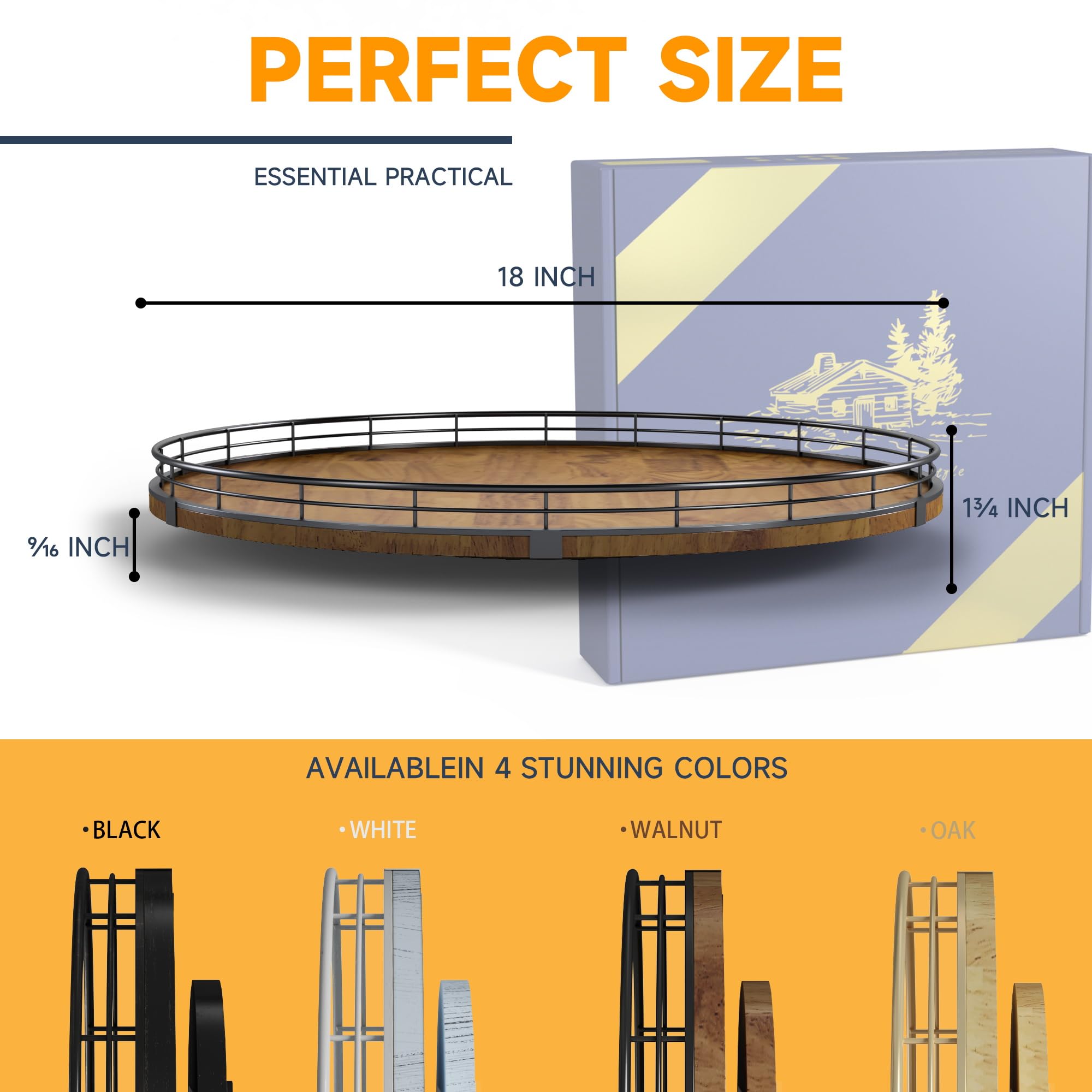 AMH Farmhouse Oak 18in Lazy Susan pantry rotation organizes cans and jars