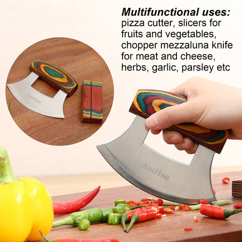 AmHoo color wood handle adds grip and kitchen style.