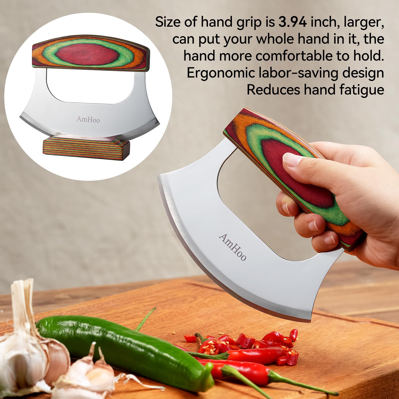 AmHoo multi-purpose kitchen tool for chopping vegetables and fruits.