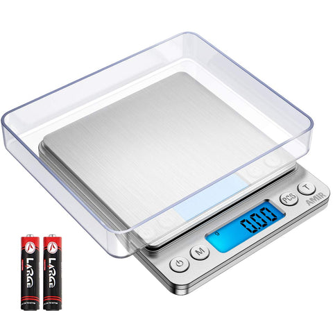 AMIR digital kitchen scale front view with compact stainless steel platform for precise measuring.
