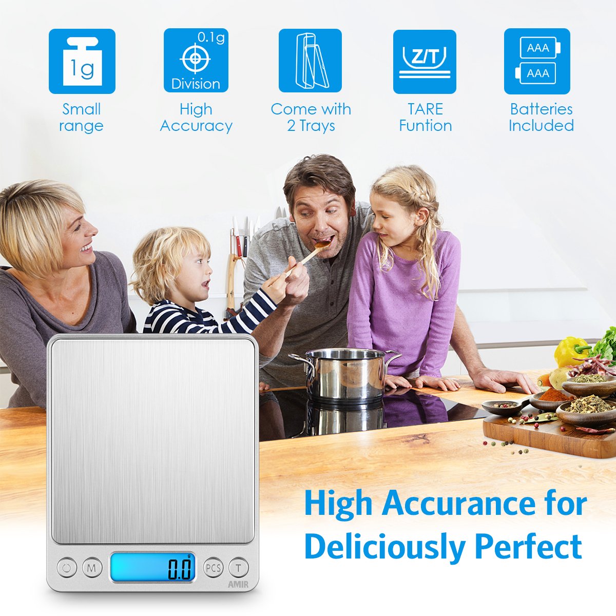 AMIR scale featuring a stainless steel platform for easy cleaning.