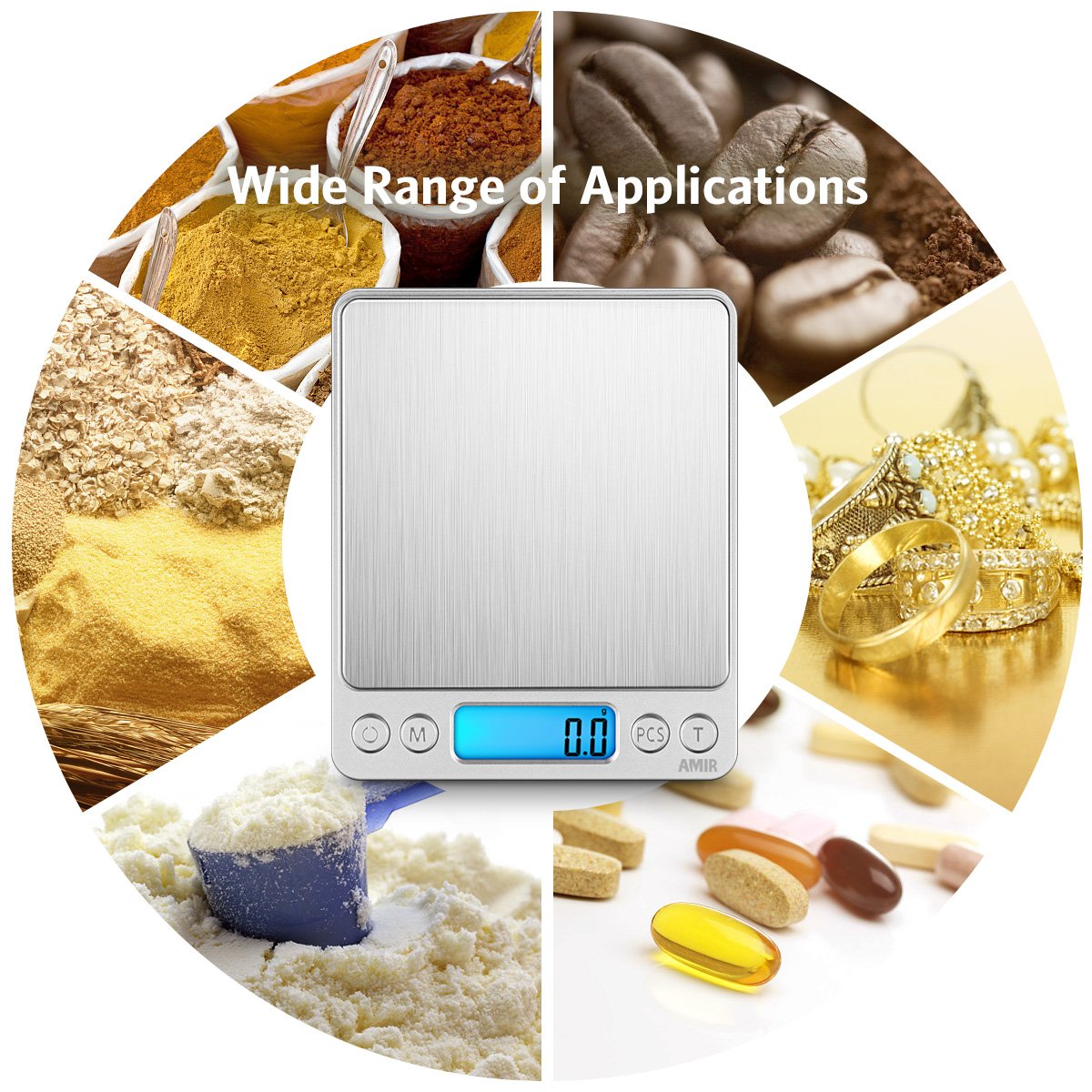 AMIR tare function enables quick net weight calculations.