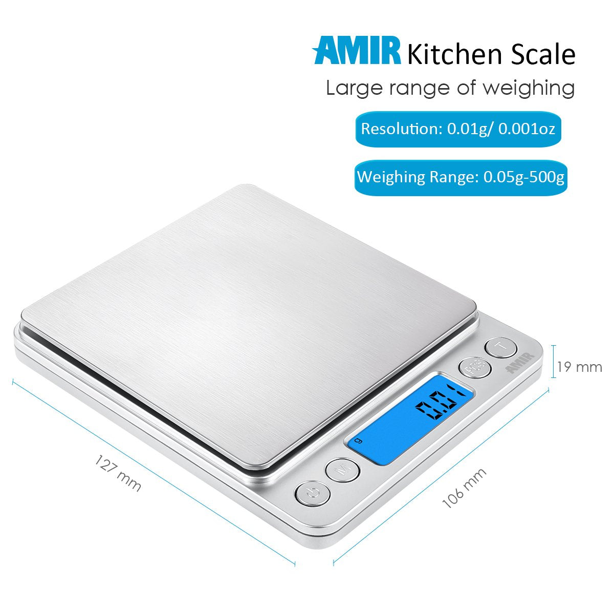 AMIR scale includes two trays for versatile weighing and protection.