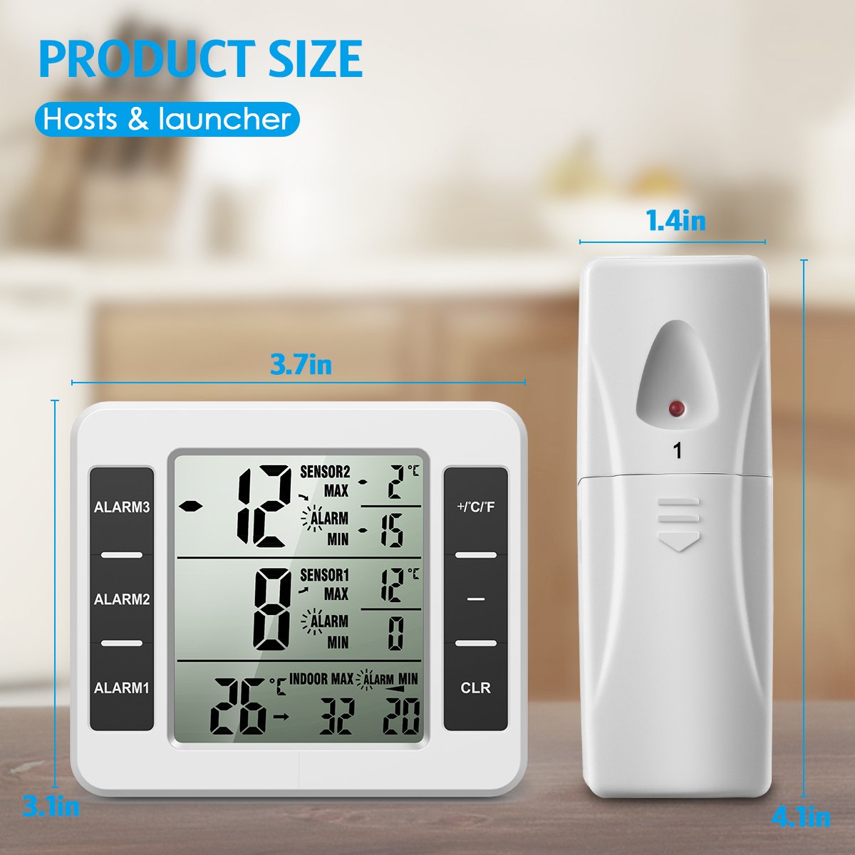 AMIR thermometer supports table stand, wall mount, or fridge magnet mounting