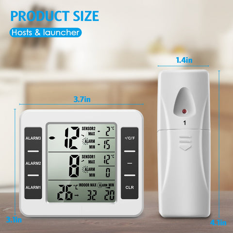 AMIR thermometer supports table stand, wall mount, or fridge magnet mounting