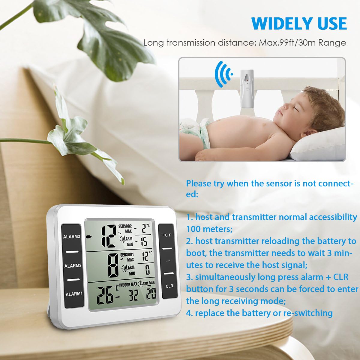 AMIR thermometer LCD shows clear large digits for quick temperature checks