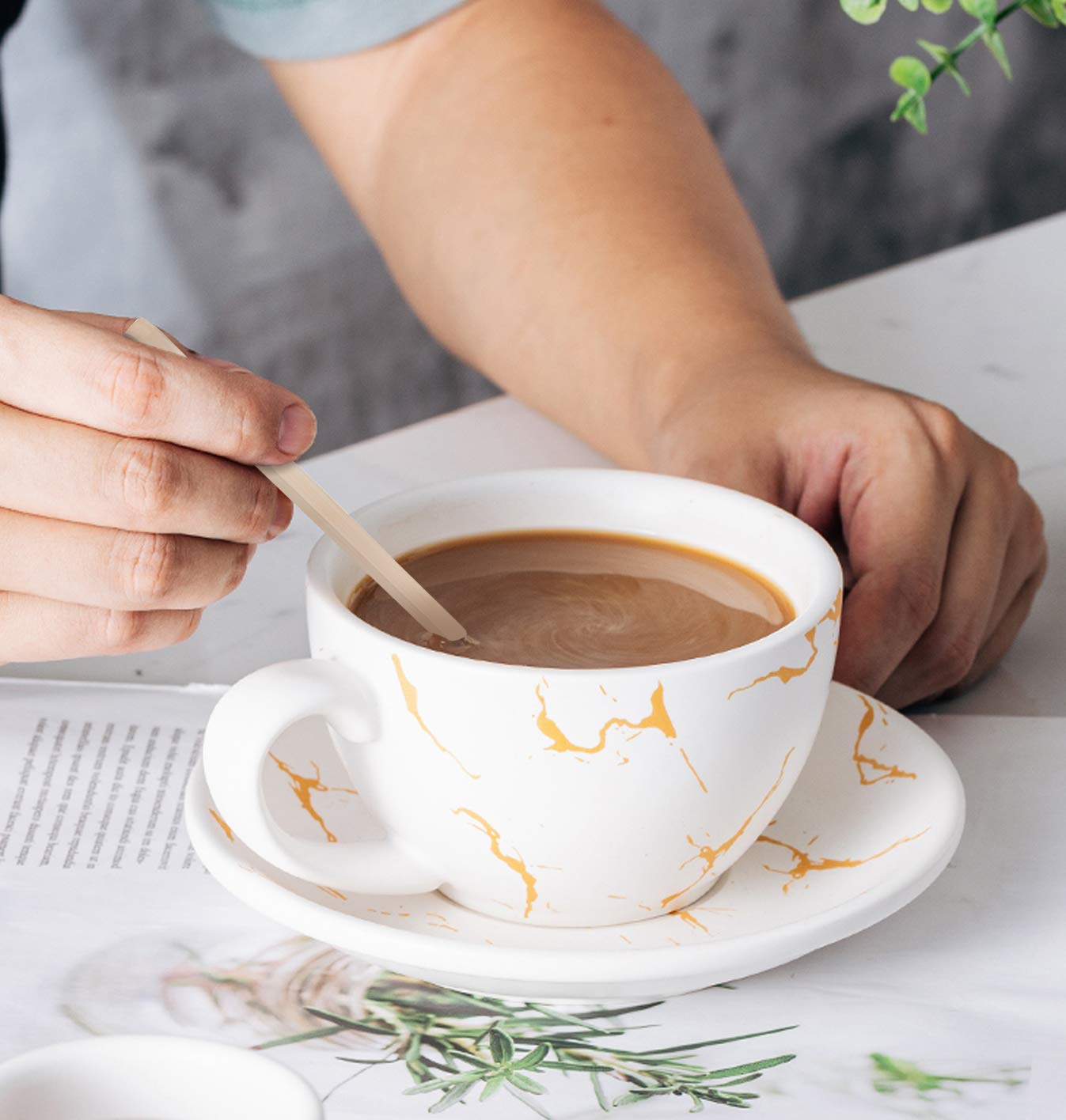AMKOSKR natural birchwood stirrers, suitable for home, office, and cafe.