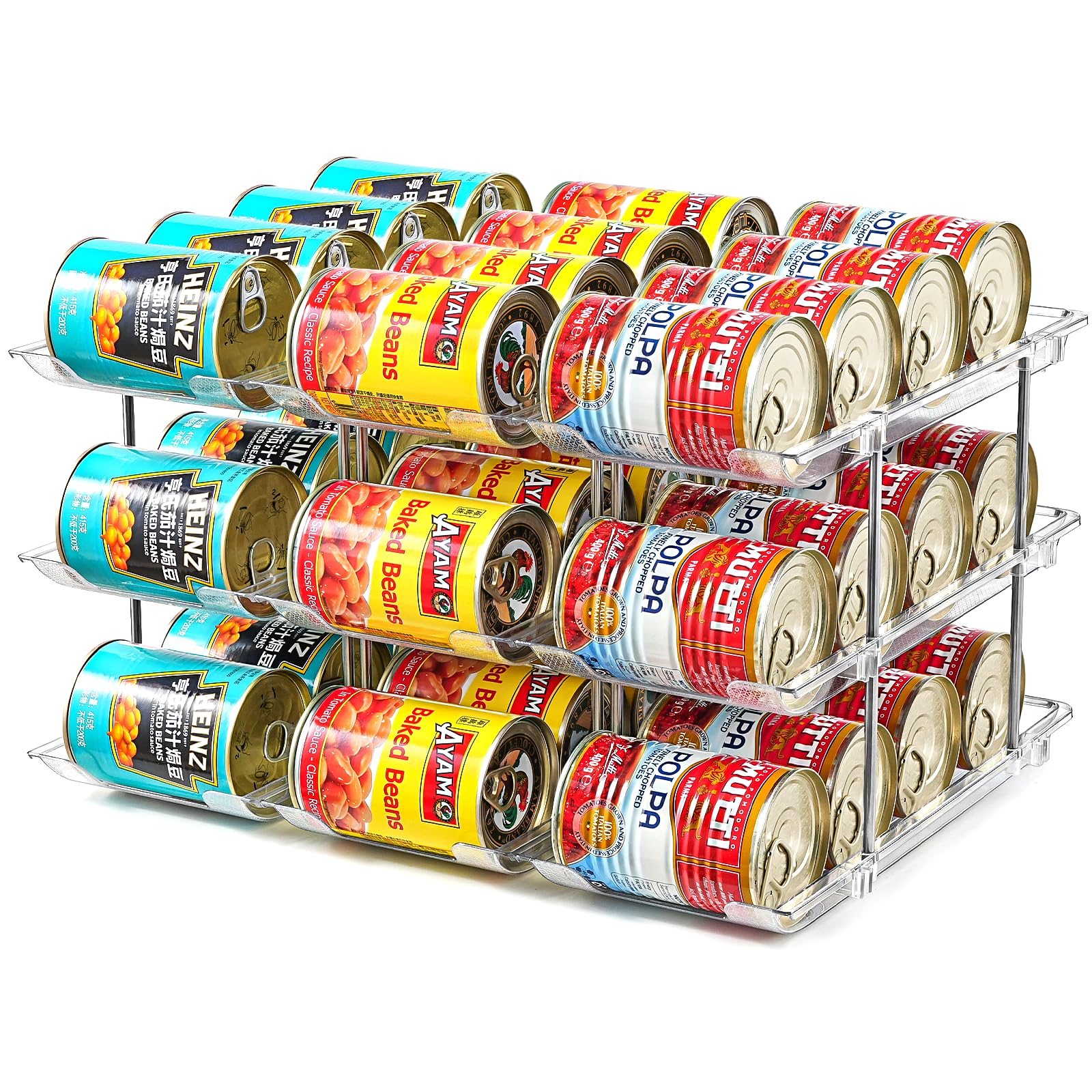 Amllas can organizer in pantry, three-tier stack for easy can access