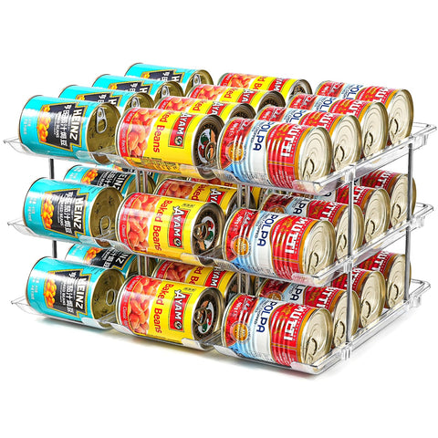 Amllas can organizer in pantry, three-tier stack for easy can access
