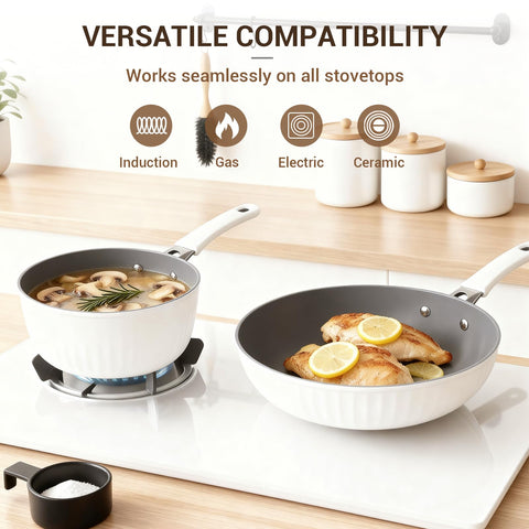 Ammeloo 9.5-inch ribbed frying pan for delicate dishes.