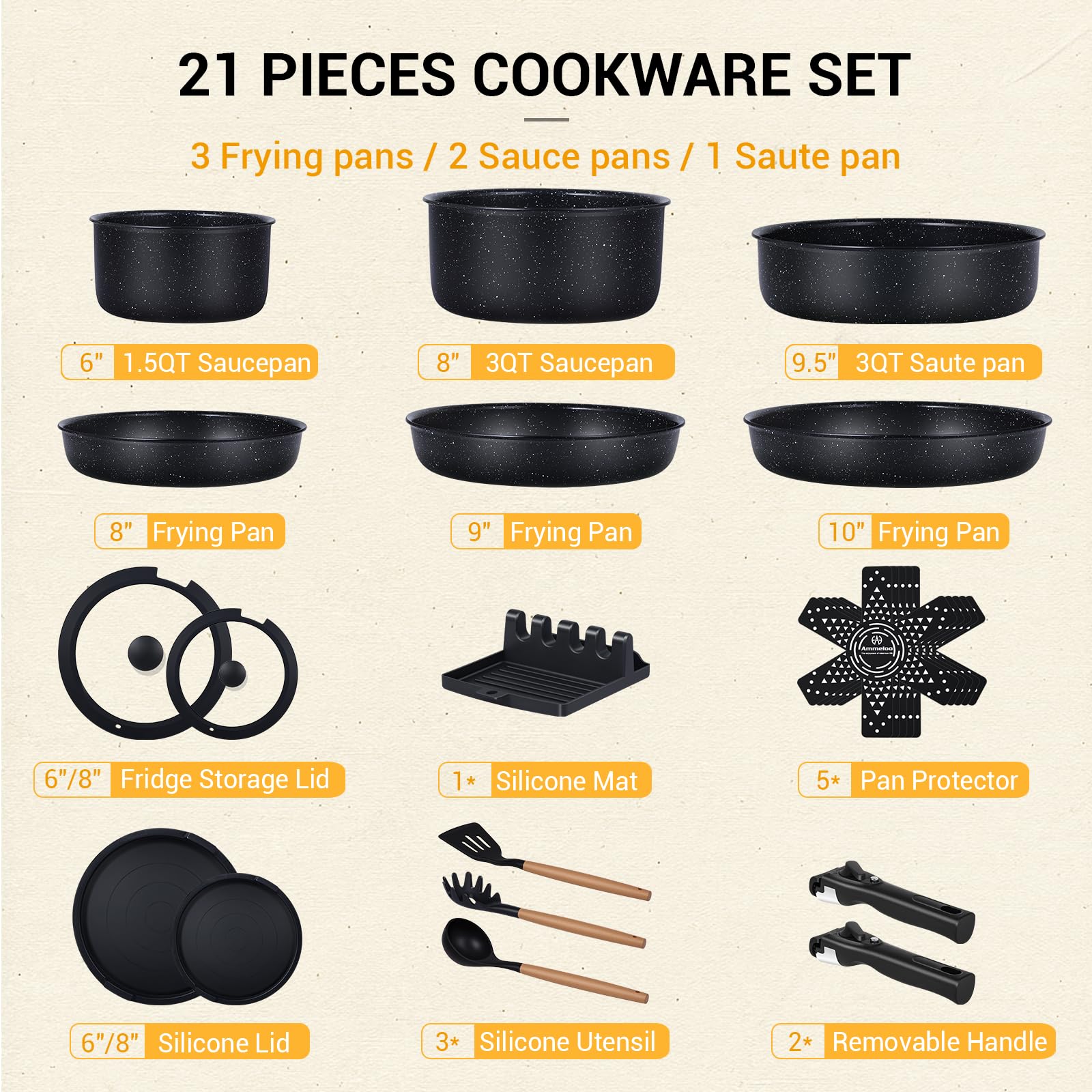 Ammeloo ceramic non-stick coating for effortless food release