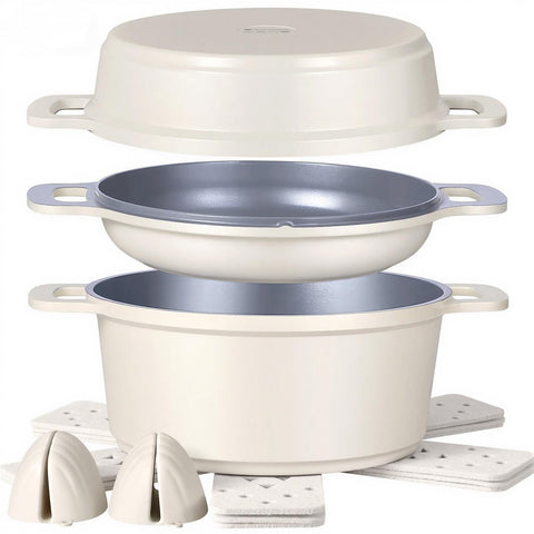 Ammeloo stock pot with lid and ceramic non-stick interior for easy cooking.