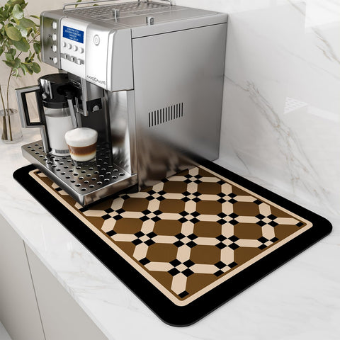 AMOAMI coffee mat with hide-stain PU surface protects counters from spills under the coffee maker.