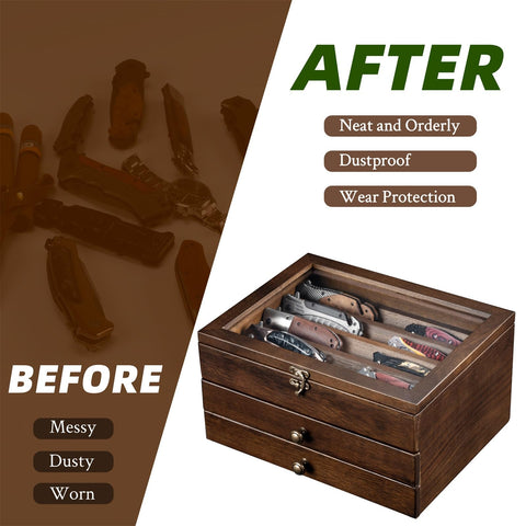 amoard Knife Display Case has a 7.7" x 4.4" compartment for secure storage of items.