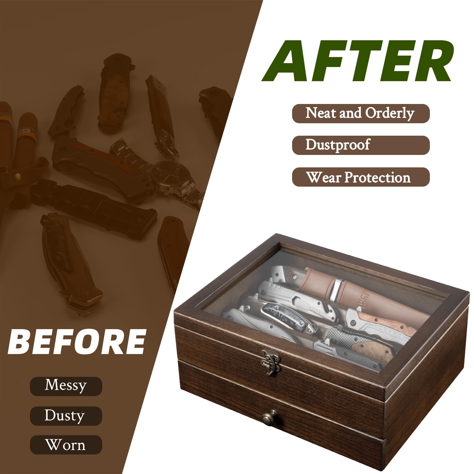 amoard natural solid wood construction with sturdy feel and acrylic lid
