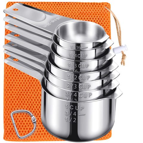 AMOHEE 7-piece measuring cups set in stainless steel for precise cooking