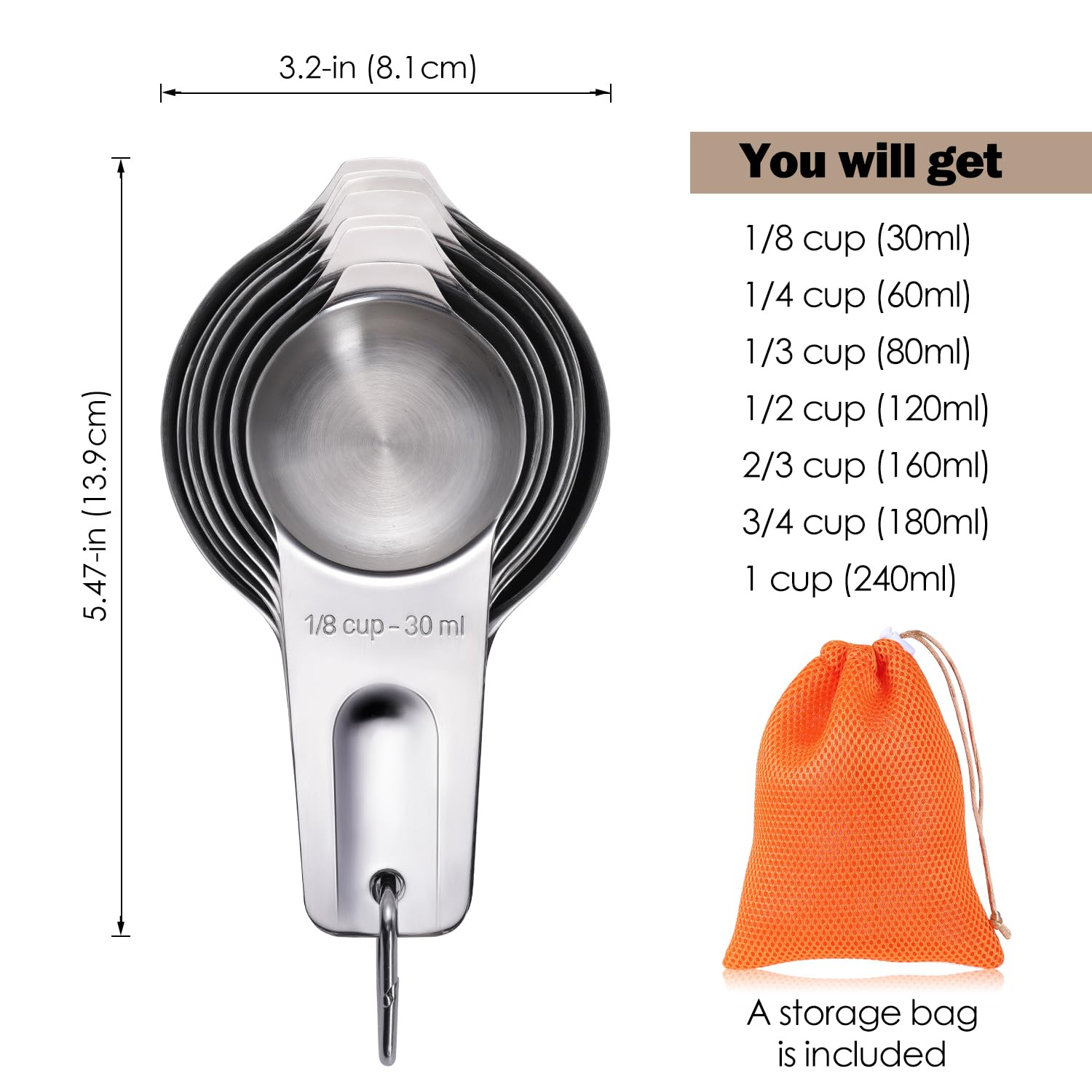AMOHEE one cup measuring cup with durable etched markings