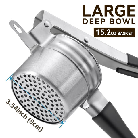 AMOHEE ricer features silicone handles for comfortable, secure grip during mashing.