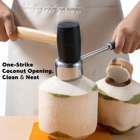AMOHEE rubber mallet with silicone pad reduces impact during opening