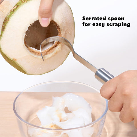 AMOHEE stainless steel scraper collects coconut meat efficiently
