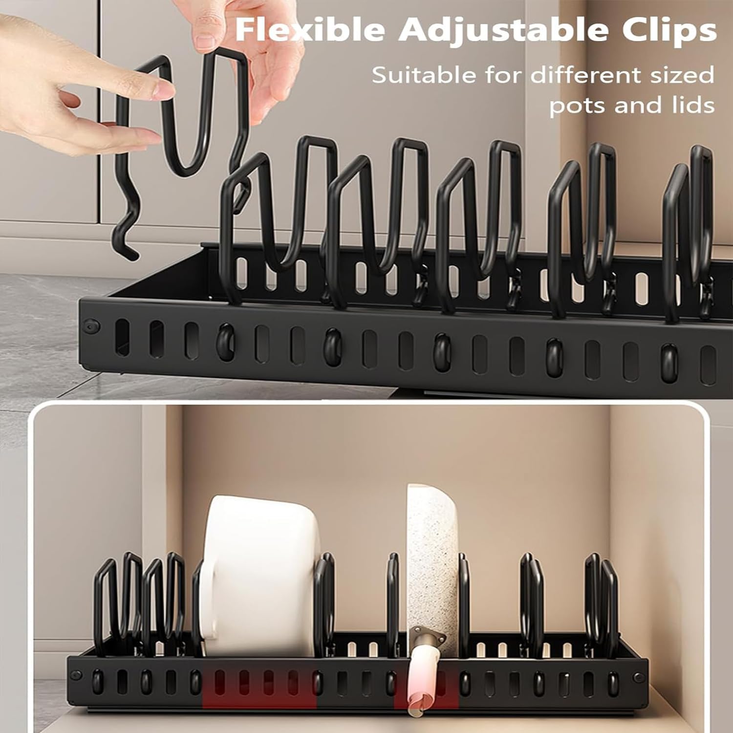 AmoiChic durable black frame keeps cookware organized and secure during daily kitchen use.